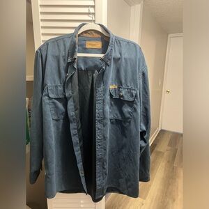 Clearwater Outfitters Shirt Men's L Navy Suede Feel Long Sleeve Button Down